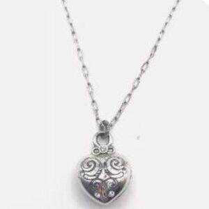 Brighton 19" Necklace. Silver Plate. Heart Pendant